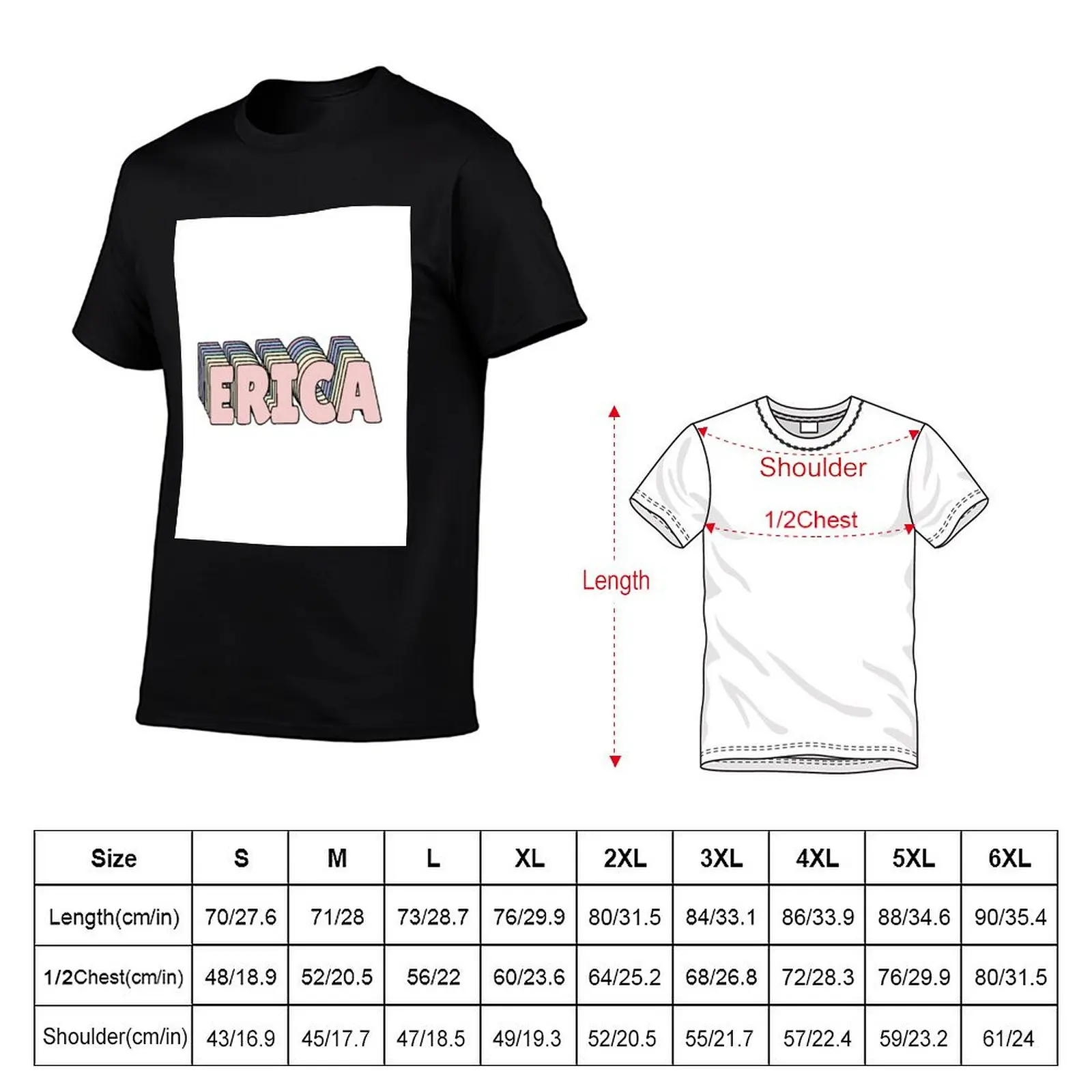 Erica Name T-Shirt anime custom shirt graphics korean fashion shirts graphic tee men