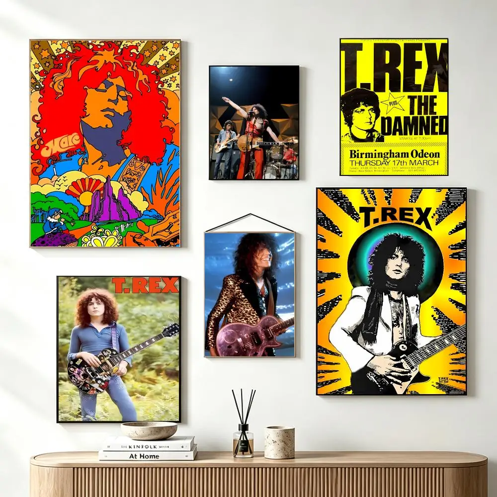 Glam Rock Band T-T.Rex Poster Self-Adhesive Wall Art HD Print For Dorm Teen Room Decor Gift