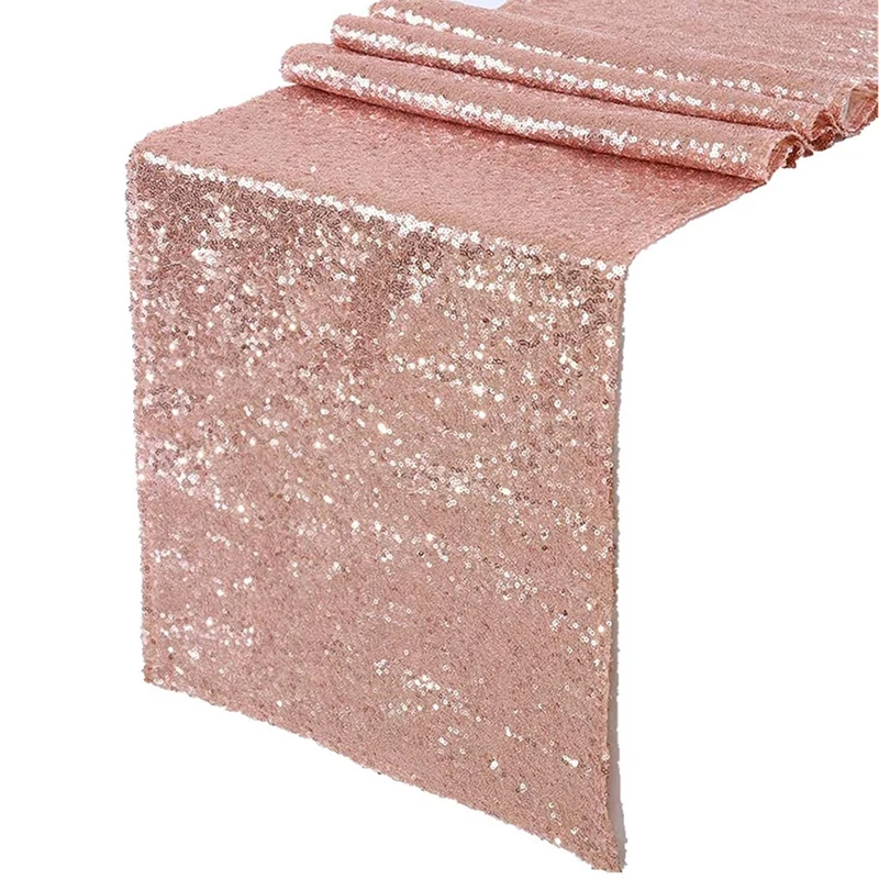 Sparkly Rose Gold Sequin Table Runners Shimmer Table For Wedding Party Anniversary Birthday Cake Table Cloth