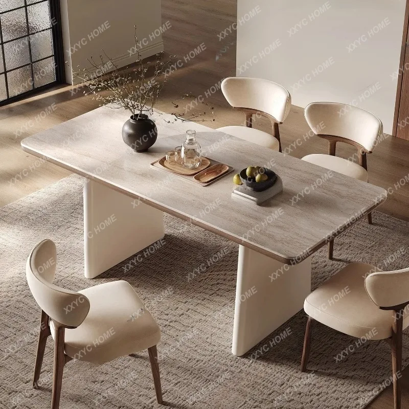 XX  Rock Slab Dining Table For Home Use, Modern Simplicity And High-end Feeling, Light Cream Wind Small Apartment, White