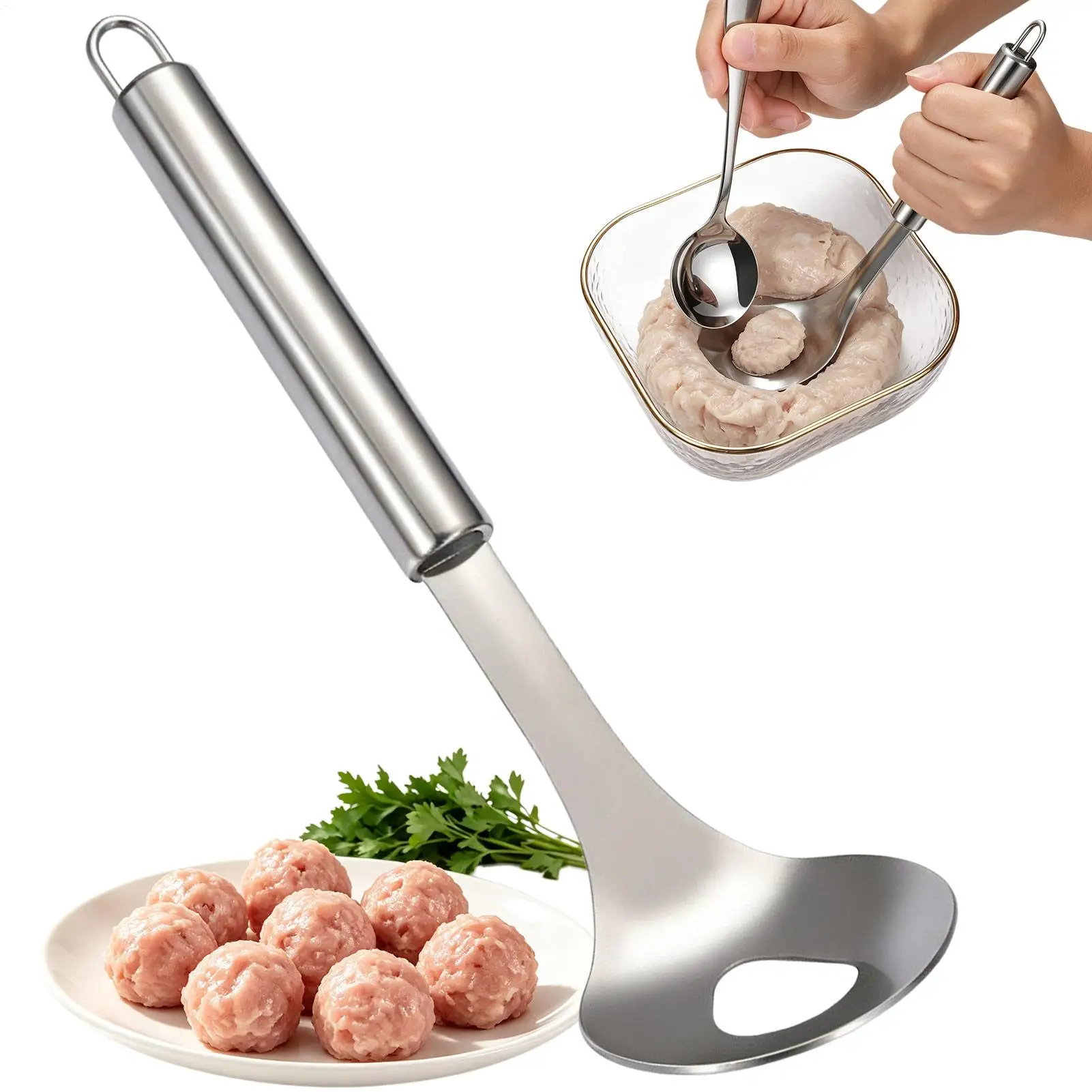Meatball Press Mold Stainless Steel Kitchen Meatball Maker Spoon Easy Release Meatball Shaper for Beef Fish Shrimp Home Chef Coo