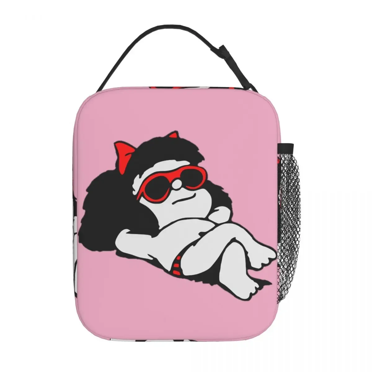 Mafalda Wearing Sunglasses Thermal Insulated Lunch Bag for Picnic Kawaii Portable Bento Box Men Women Thermal Cooler Lunch Boxes