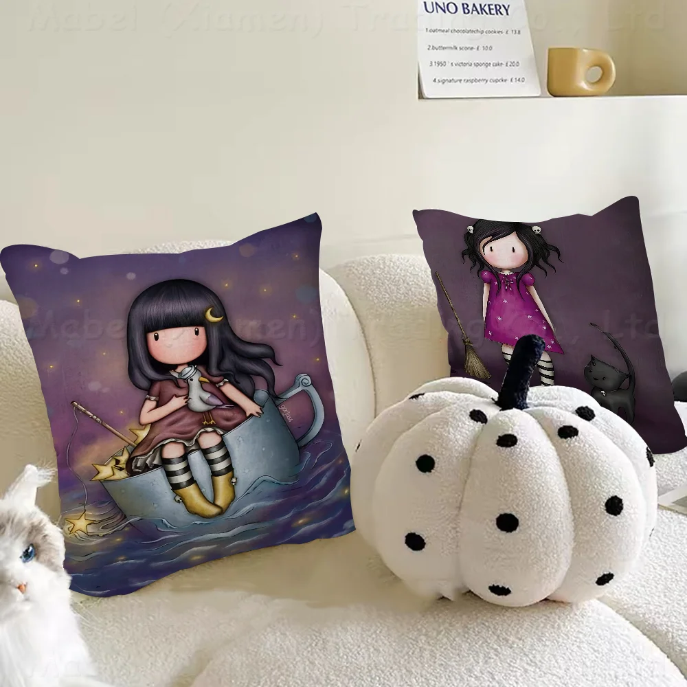 

S-Santoro-Gorjuss Cute Cartoon Girl Pillow Covers Cartoon Sofa Decorative Home Double-sided Printing Short Cute Cushion Cover