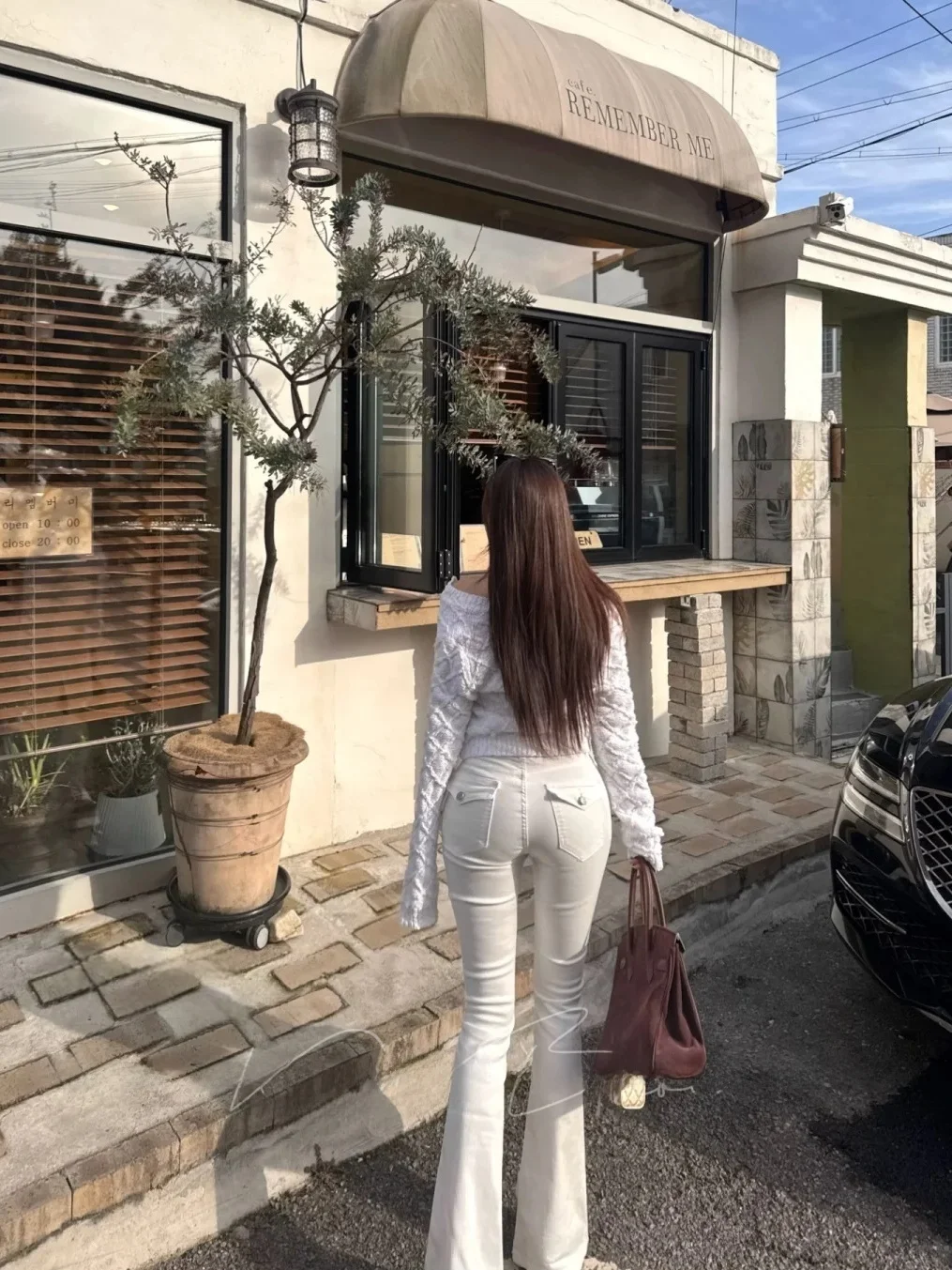 

High Waist Pocket Denim Jeans Women's Slim Fit High Elasticity Washed Retro Micro Flared Pants Dongda Gate White Hip Enhancing