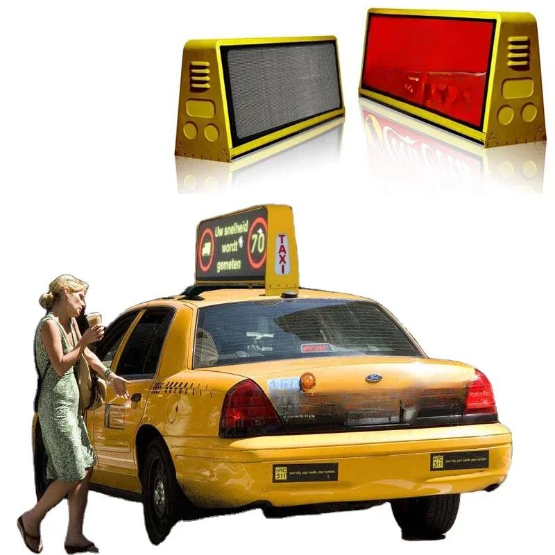 Customized Outdoor Waterproof P2.5 P5 Full Color Advertising Digital LED Sign Double Side 4G WIFI Taxi Top Led Display
