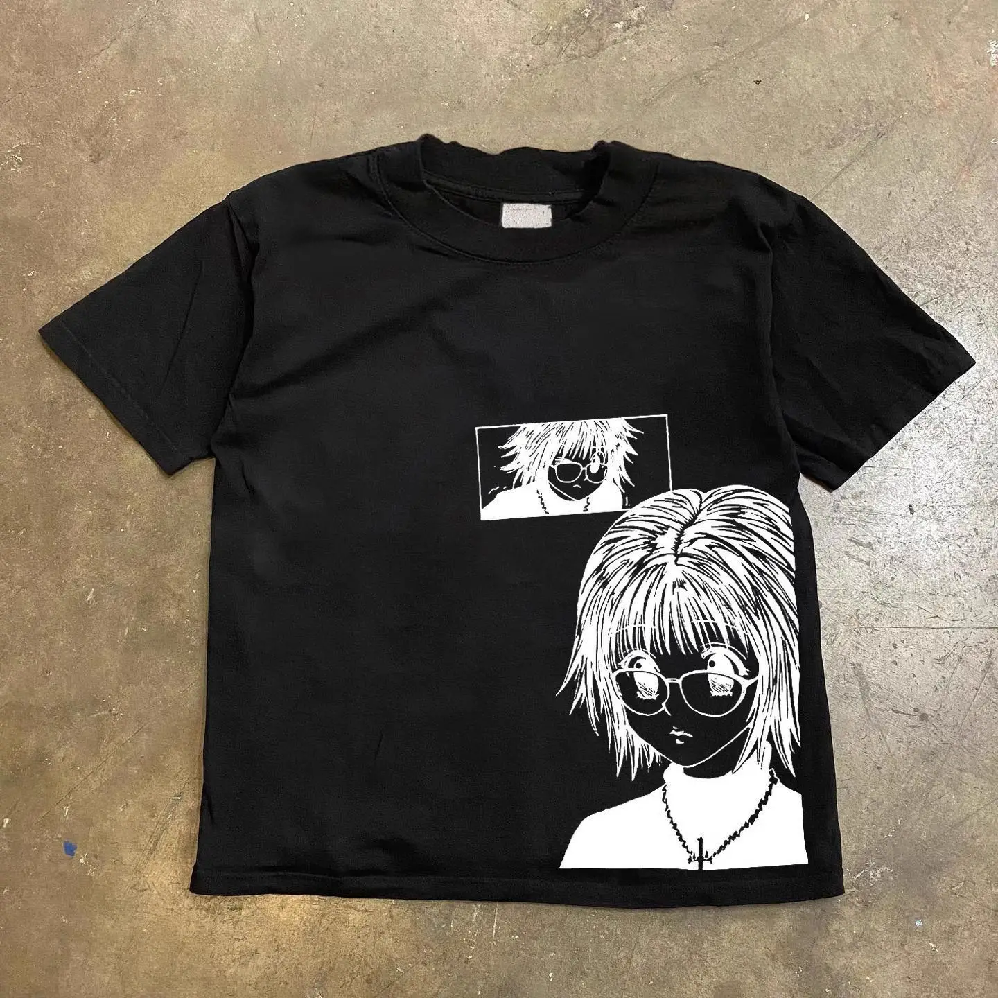 

American Retro Japanese Y2K Two-dimensional Animation Crew Neck Ins Short-sleeved T-shirt Men's and Women's Summer Version