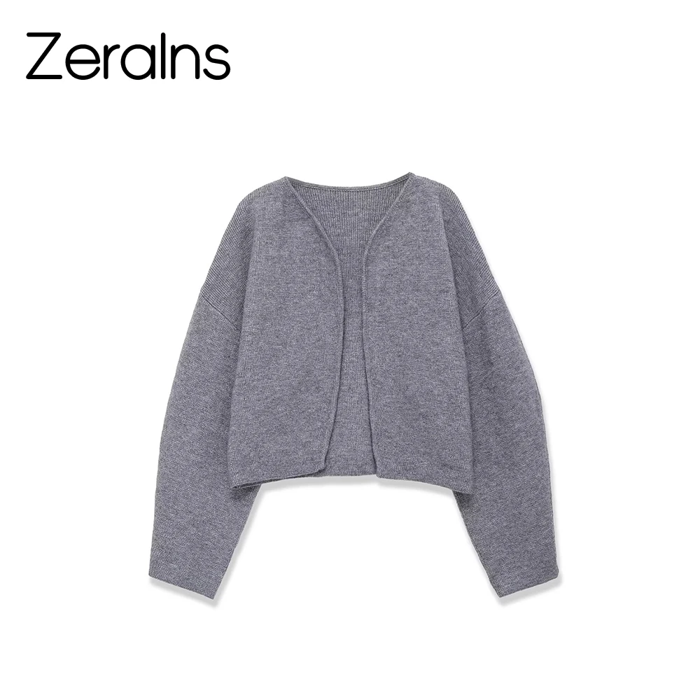 

ZERAINS European and American 2025 Winter New Women's Loose Casual Simple Versatile Long Sleeve Double sided Knitted Jacket