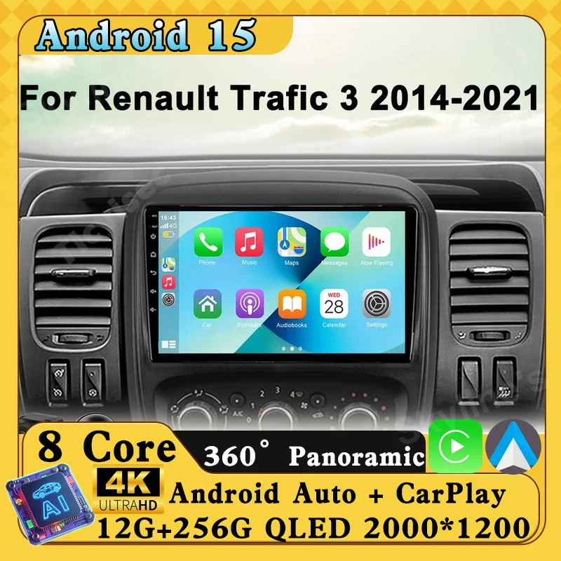 Reprodutor multimídia de rádio de carro android para renault trafic 2014 -2021 para opel vivaro 2014 - 2018 tela de navegação estéreo gps automática