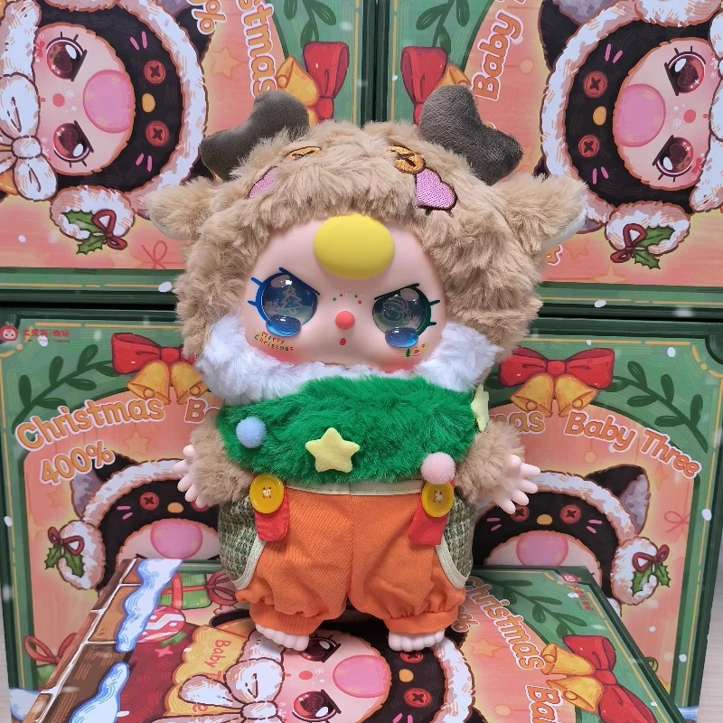 In Stock Baby Three 400% Serise Toys Blind Box Merry Christmas Series Kawaii Dolls Fluffy Toys Mystery Box Cute Birthday  Gifts
