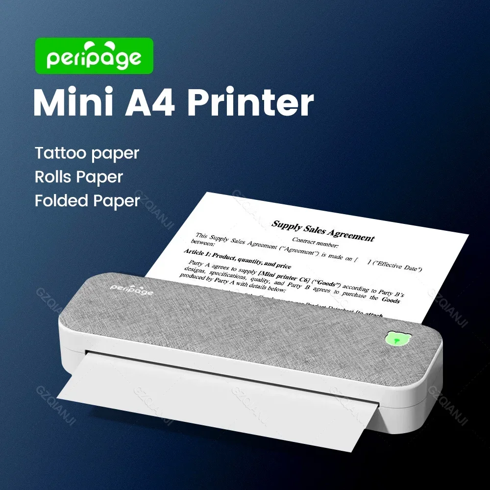 

PeriPage A4 Paper Printer Direct Thermal Transfer Wirless Mobile Photo Printer USB BT Connection Support 2''/3''/4'' Paper Width