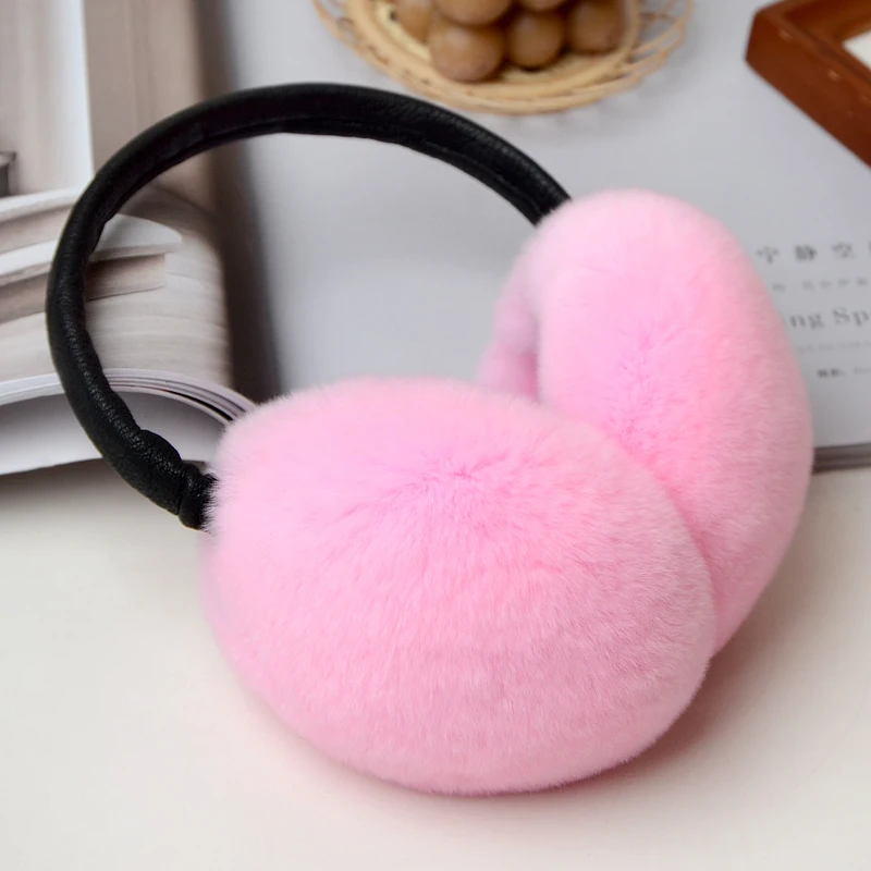 

Rabbit Fur Earmuffs Women Autumn Winter Earmuff Real Fur Hang Ear Covering Warm Girl's Earflap Adult Ear Warmer Fold