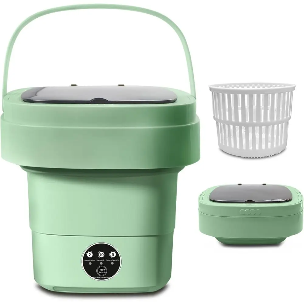 

Портативная стиральная машина, складная персональная стиральная машина со встроенной сливной трубой и корзиной для отжима, для легкой одежды, 3 режима стирки