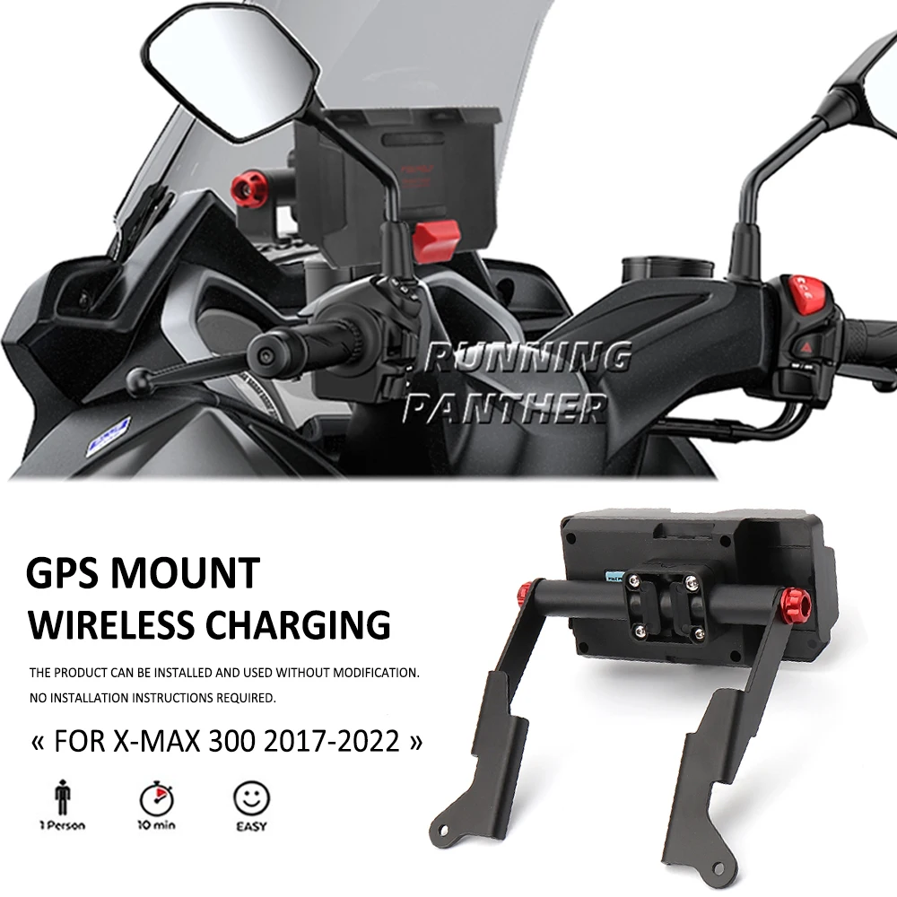 

For YAMAHA X-MAX300 XMAX300 XMAX 300 2017-2022 Motorcycle GPS Phone Holder USB Wireless Charger Navigation Bracket Support Mount