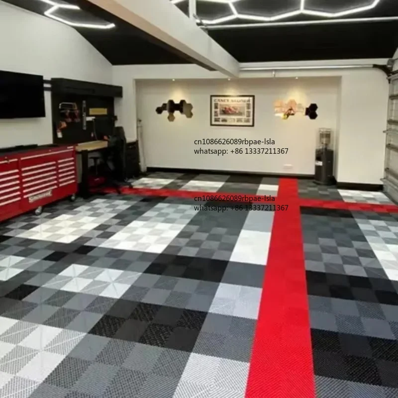 Rigid Modular Colorful Interlocking PP Garage Floor Tiles Plastic Garage Flooring  for Car Detailing Shop Workshop