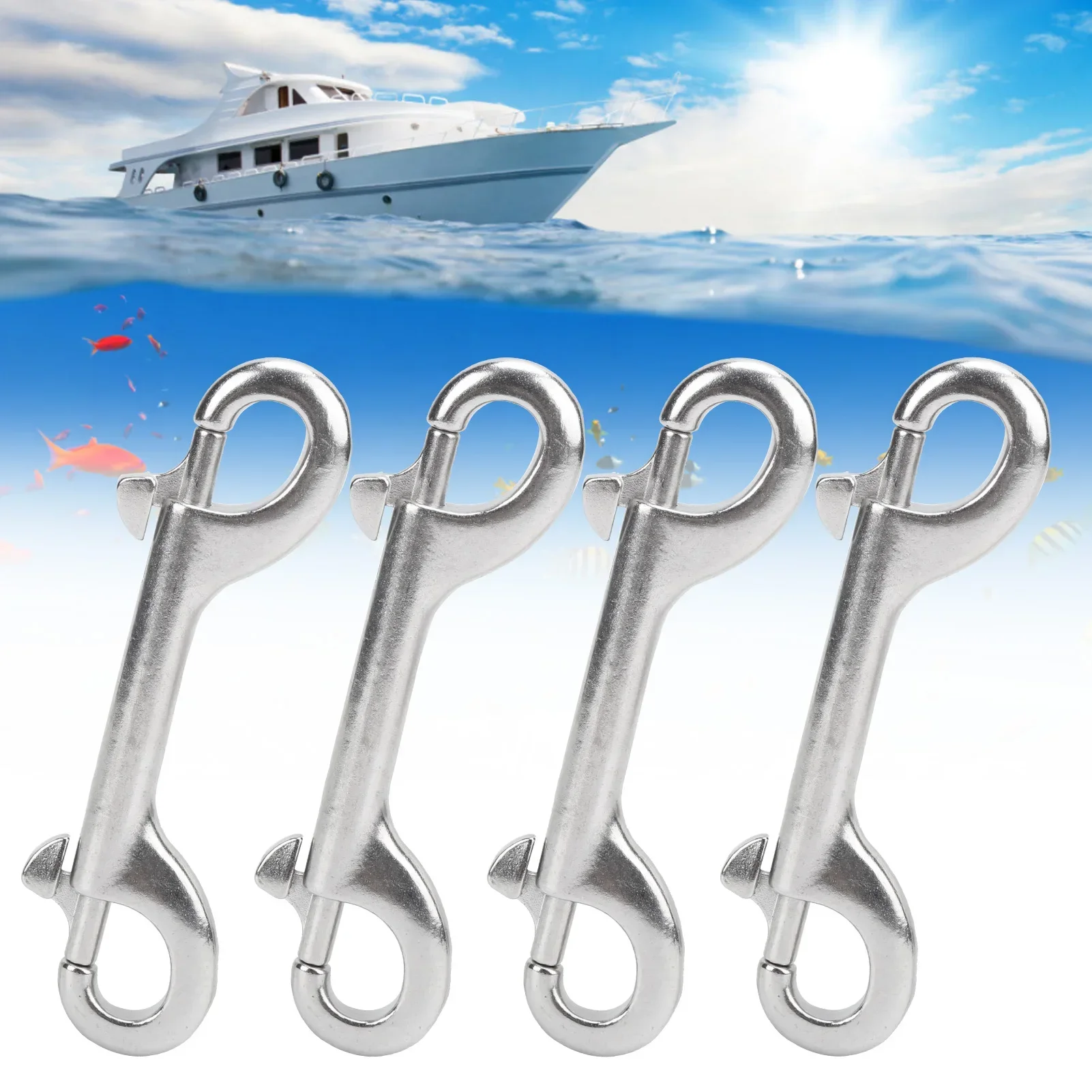 L115MM Stainless Steel 316 Diving Clips Double Ended Bolt Snap Hook Quick Draw Pet Chain