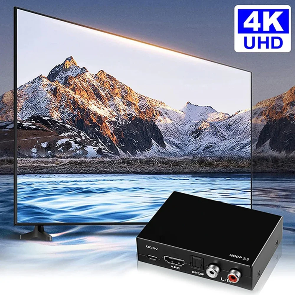 HDMI-Compatible Audio Extractor 5.1ch Stereo Extractor Switch Converter with R/L SPDIF ARC Switcher Adapter for PS4 TV Laptop