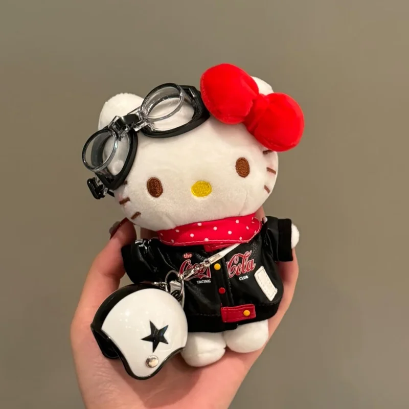 Kitty Sweet Cool Motorcycle Driver Tennisspeler Leuke Hello Kitty Rugzak Mobiele hanger Sleutelhanger Pop Knuffels Verjaardagscadeau