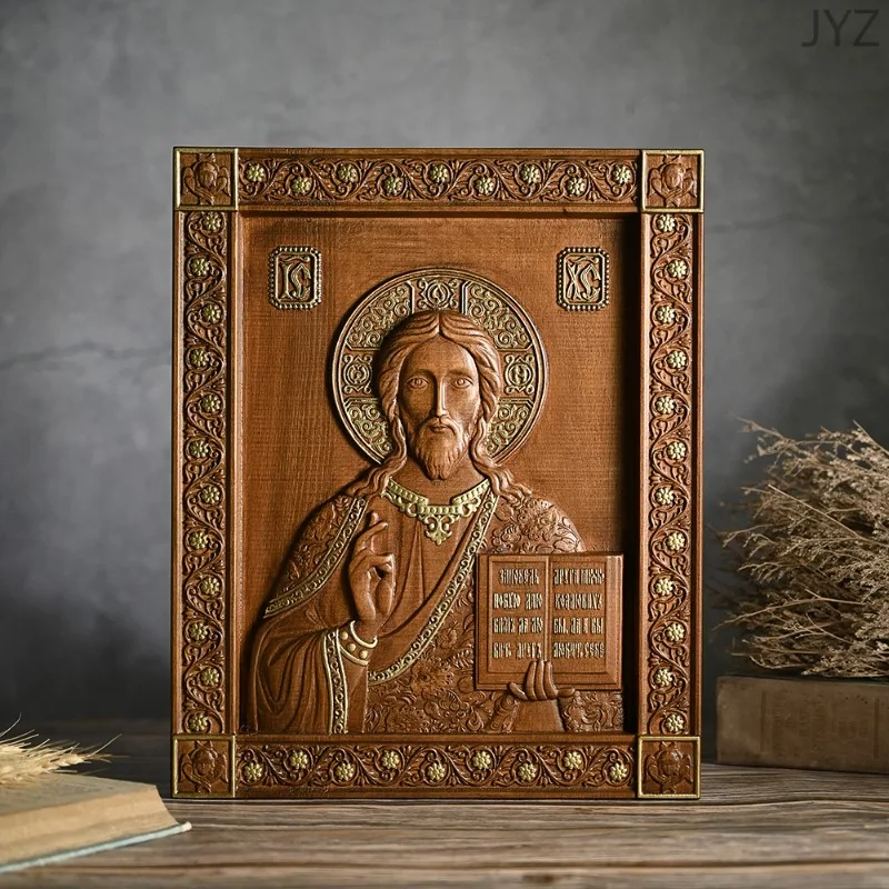 35cm Orthodox Icon Jesus Statue, Religious Saint Plaque Ornaments, Church Interior Home, Wall Decoration