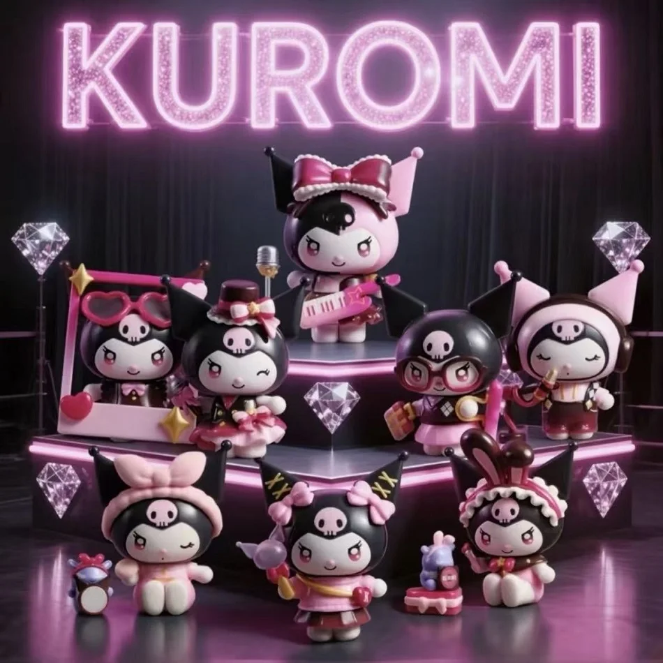 

New 8pcs/set Sanrio Kuromi Sparkling Idol Series Blind Box Cute Cartoon Figure Doll Mystery Box Statue Model Toy Surprise Gifts
