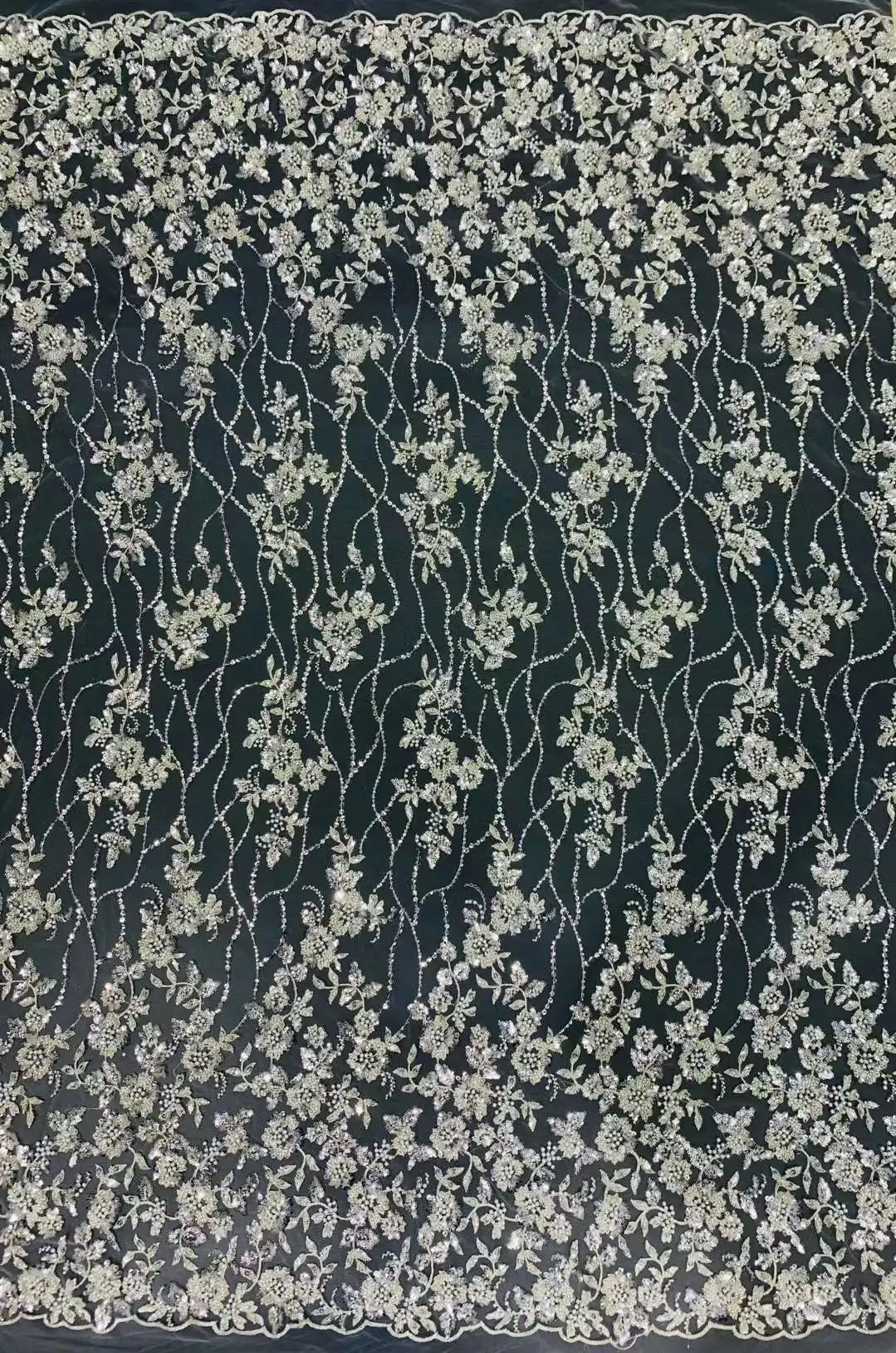 High quality beaded design crystal sequin Embroidery French tulle net lace African fabric for Ladies party dresses weddings