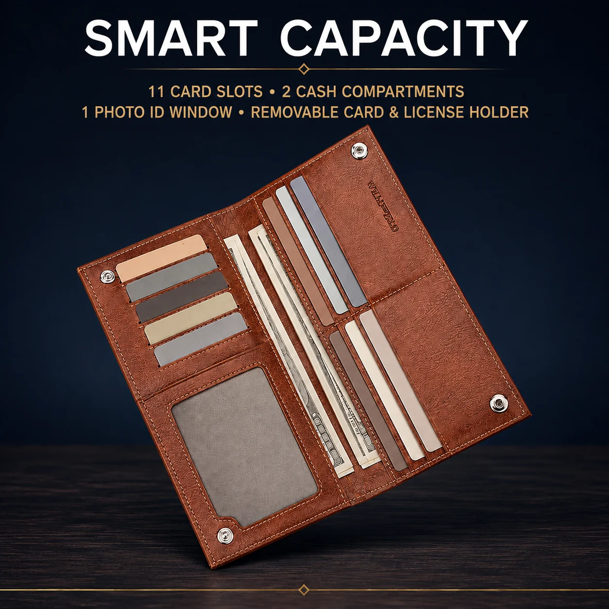 Men's Genuine Leather Long Wallet Slim Driver's License Holder Vintage Multifunction Card Case and Billfold**