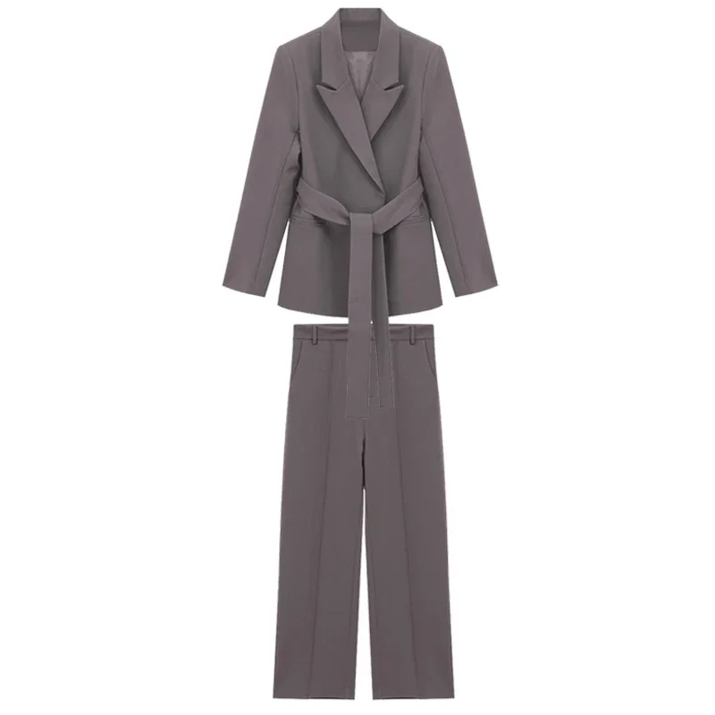 Ladies Suits Set Pants and Blazer Purple Elegant Women Korean Fashion Two piece Suit Sets Femme Office Wear Mujer Blazer