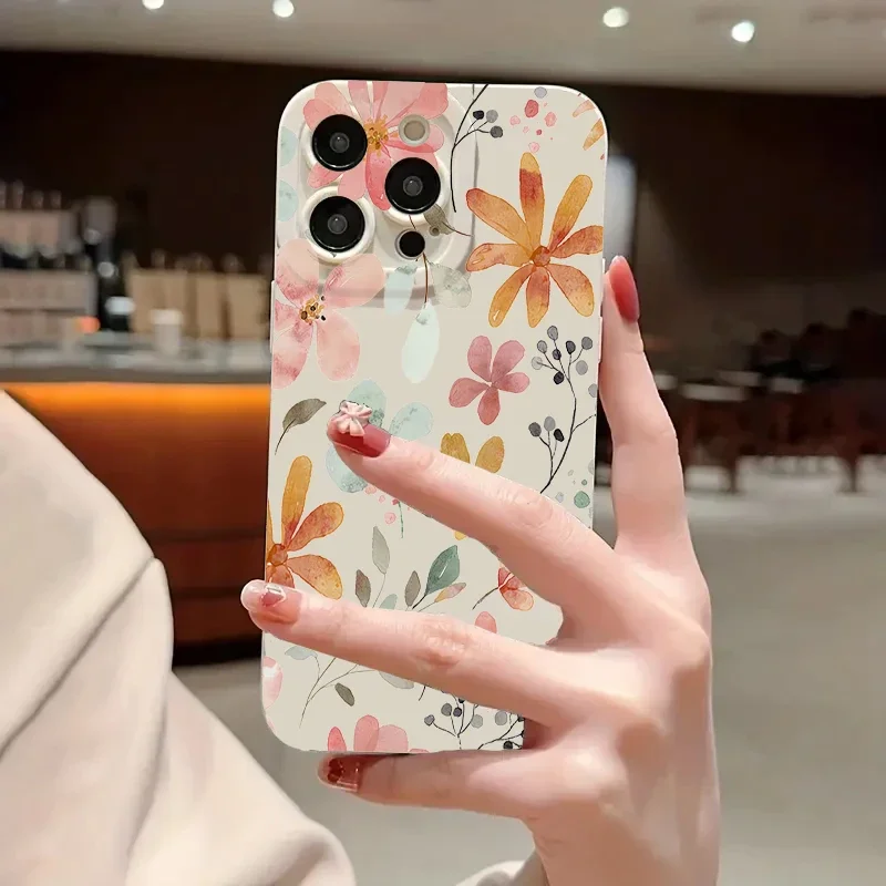 Stylish Cute Spring Flower Phone Case For iPhone 17 16 15 14 13 12 11 Pro Max 16 15 Plus 16E 17 Air Shockproof Soft Bumper Cover