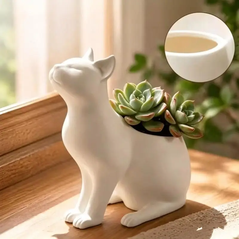 3D Printing Flower Pot Creative Cute Cat Flower Pot Cartoon Animal Creative Home Decoration Plant Pot Holder Living Room