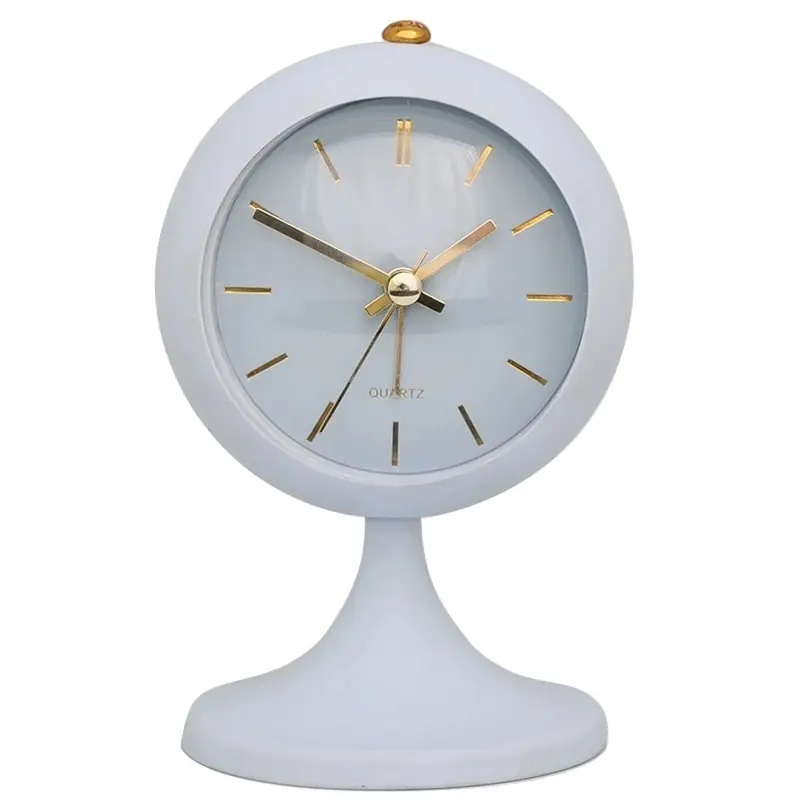 1pc Simple Decorative Metal Frosting Process Alarm Clock Desktop Bedside Clock Light Luxury Luminous Pointer Clock (Without Batt