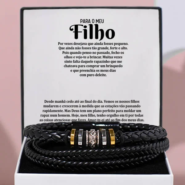 Para o Meu Filho LEATHER BRACELET To My Son Gift Bracelet Men Birthday Gifts with Box 2023 Fashion Jewelry Dropshipping