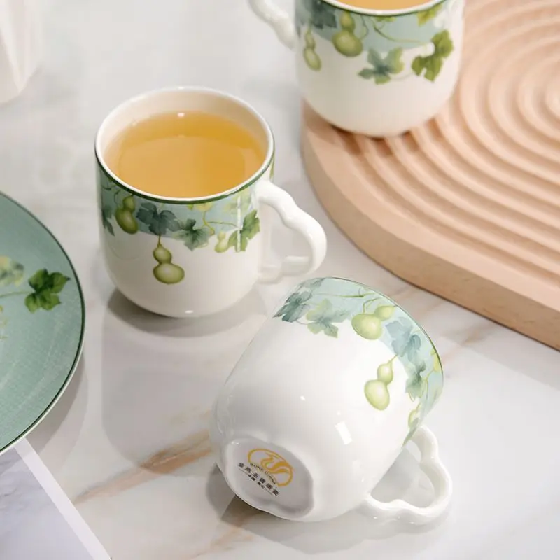 

Hotel Tableware Tea Cup with Handle Water Mug Bone China Hotel Clubhouse Teacup Table Drinkware