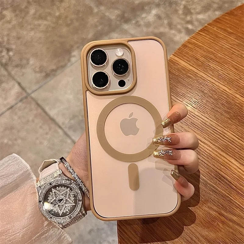 حافظة شفافة فاخرة لهاتف Magsafe لهاتف آيفون 16 15 14 Plus 13 Pro Max 12 غطاء ممتص للصدمات مغناطيسي صغير مقاوم للصدمات