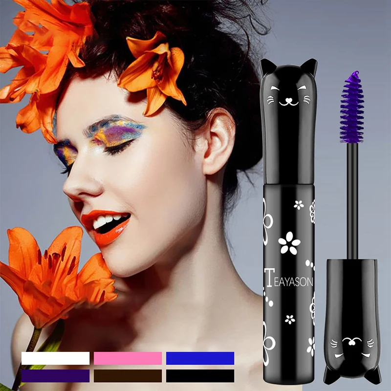 6 Kleur Mascara Wimpers Krullen Extensie Make-Up Wimpers Niet Gemakkelijk Te Vegen Wit Roze Paars Blauw Koffie Zwarte Inkt Mascara