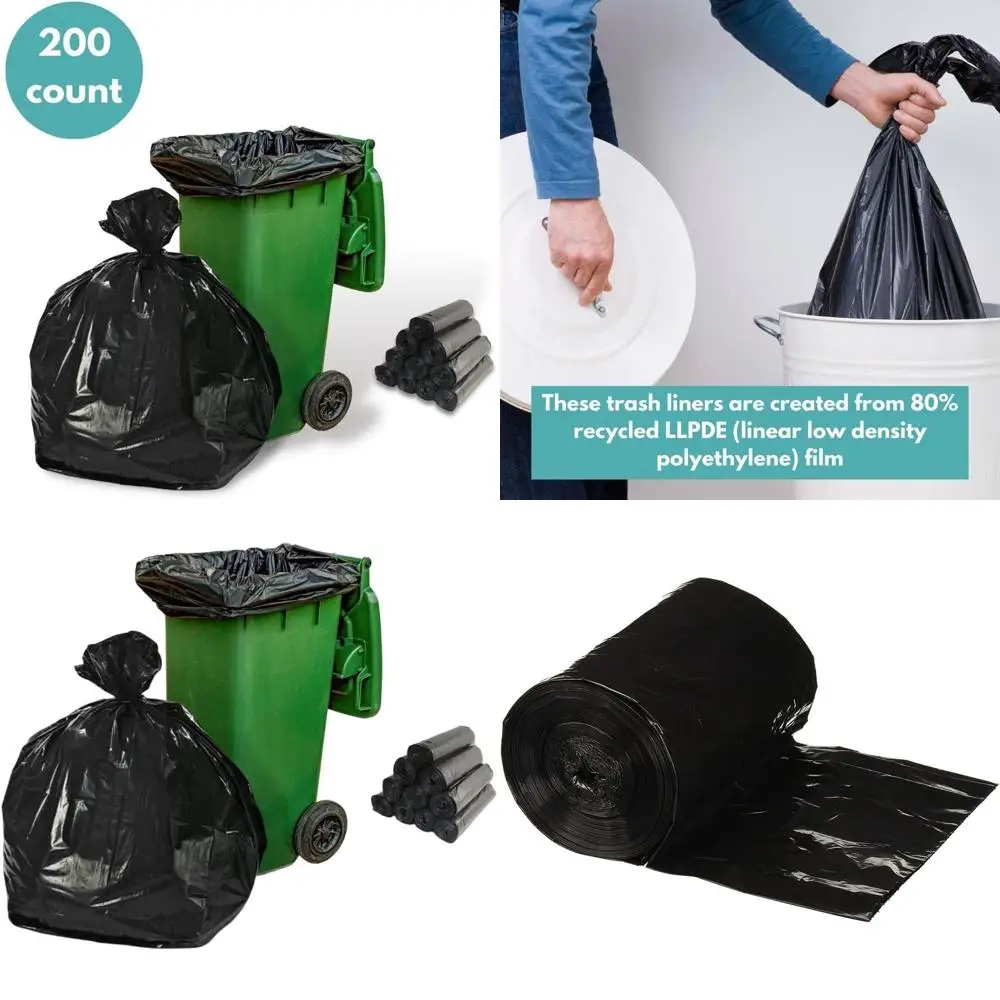 

Heavy-Duty 56-Gallon Black Trash Bags, Pack of 200, 1.5 Mil, Ideal for Commercial Use, Kitchens, Warehouses, and Janitorial Serv