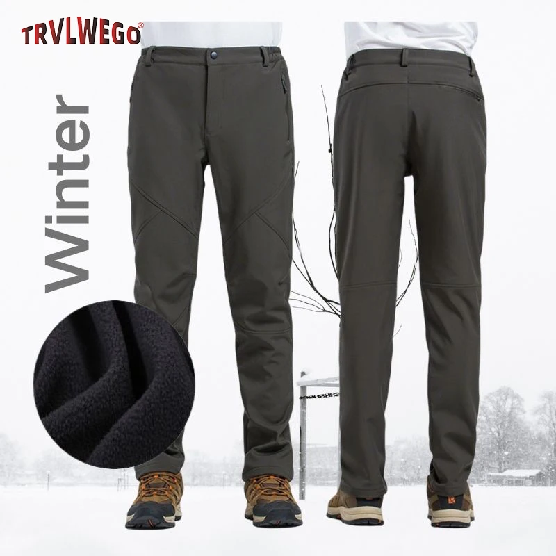 

Men's Thickened Softshell Outdoor Casual Pants Winter Gear Windproof Warm Travel Hiking Camping Work Trousers