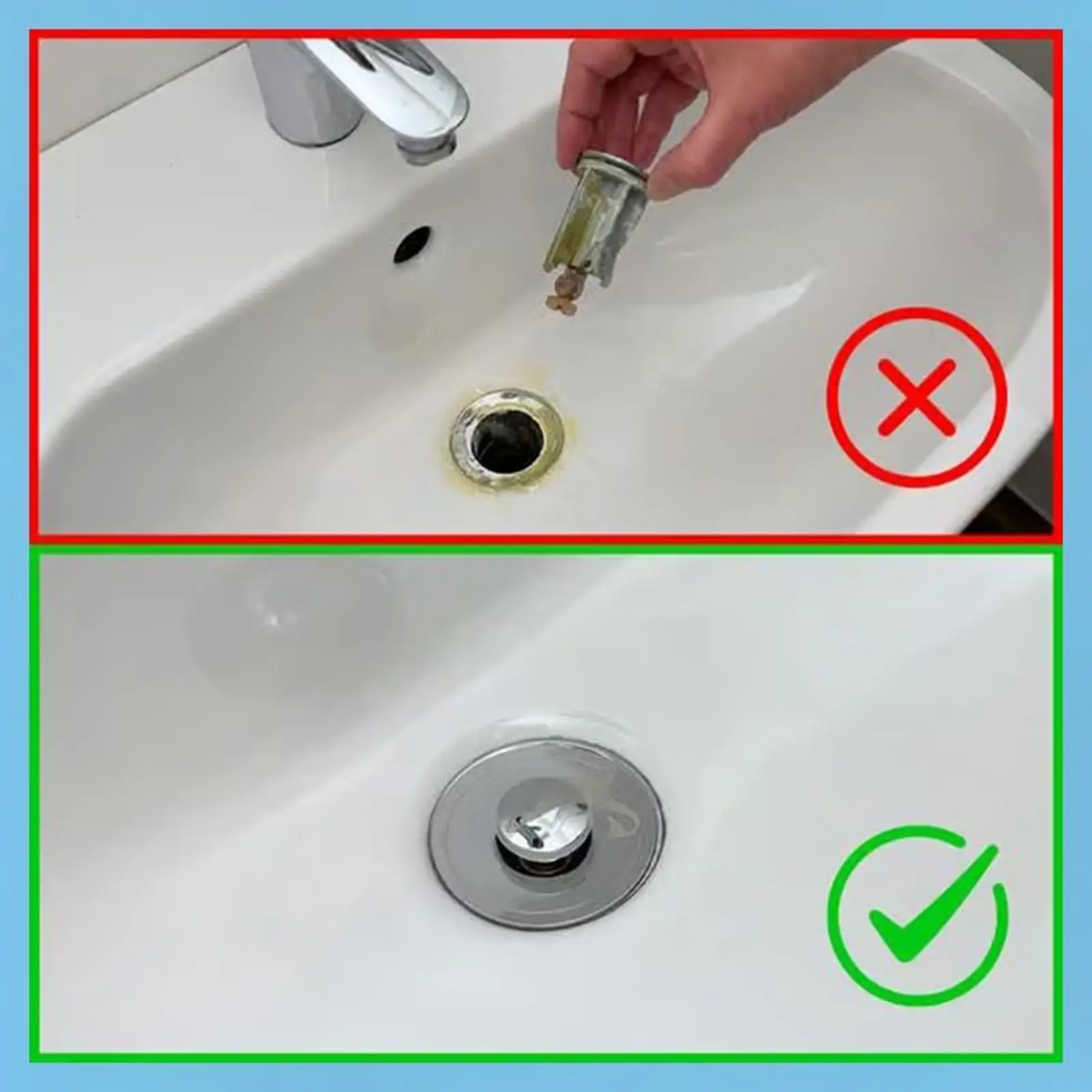 

Universal Pop-Up Bathroom Sink Stopper Odor-Resistant Press-To-Close Drain Plug for Washbasin Accessories Hair Catcher Strainer