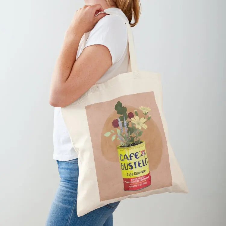 

Cafe Bustelo Flowers Print Tote Bag custom fabric bag free delivery bags Portable shopping bag Women bags