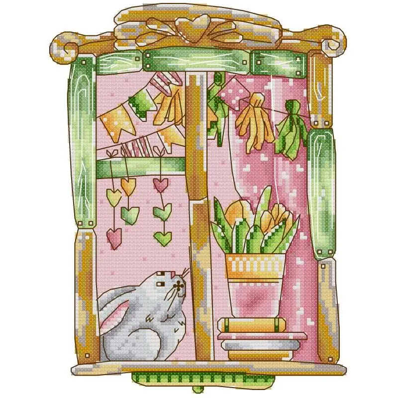 12 months Window Animals Cartoon Patterns NKF Counted Cross Stitch 14CT White 16CT 11CT Canvas Printed Cloth DIY Kids Sewing Kit