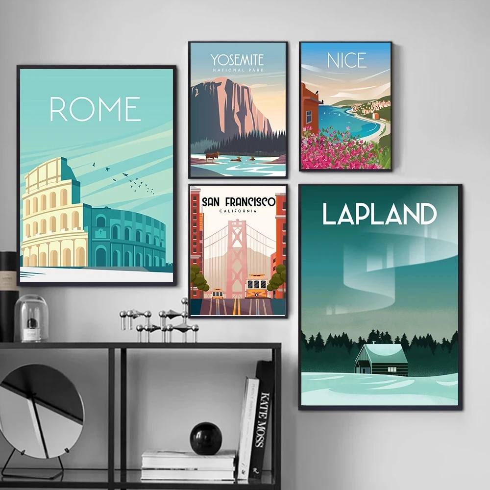 Costa Rica City San Francisco Travel Poster Canvas Painting Vintage Print Wall Art Pictures Living Room Home Decoration