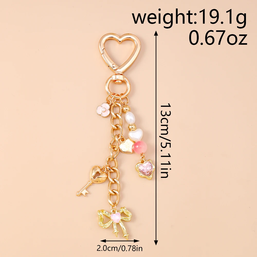 Aihua süße Y2K Metall Perle Liebe Herz Schleife Schlüsselanhänger für Frauen Mädchen Handtasche Anhänger DIY Schlüsselanhänger handgemachte Schmuck Geschenke – Detail 13