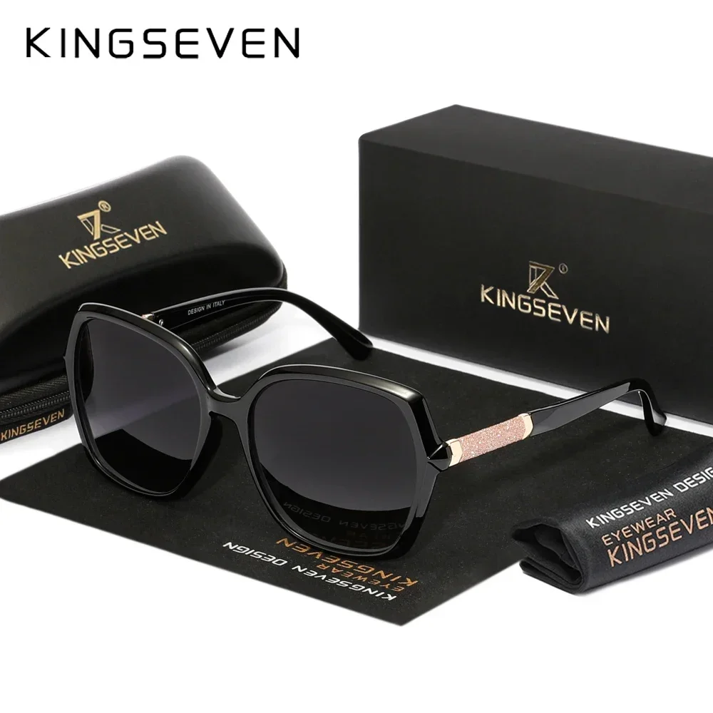 KINGSEVEN Trendy Design Large Sunglasses UV400 Leisure Travel Beach Shades Eyewear Ladies Driving Popular Polarized Glasses
