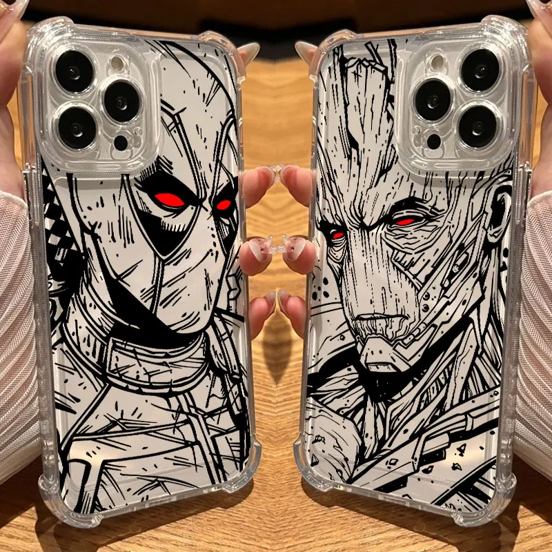 Прозрачный чехол Marvel Venom Iron Man Groot для iPhone 17, 16, 15, 14, 13, 12, 11 Pro Max, 16e, 17e, Air, 13 Mini, 15 Plus, XS, XR, 7, 8