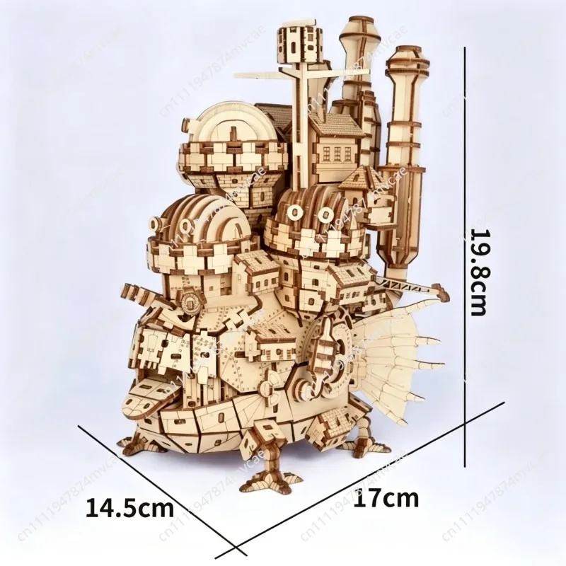 Suitable for  mobile castle wooden DIY hut assembly puzzle 3D three-dimensional puzzle handmade ornament