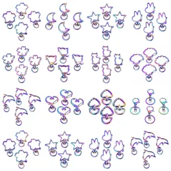 5pcs Rainbow Cat Heart Snap Hook Trigger Clips Buckles For Keychain Lobster Lobster Clasp Hooks for Key Ring Bags Jewelry Making