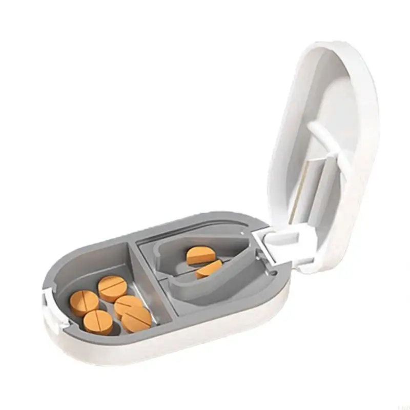 H4GD Small Pills Tablet Cutter Portable Pills Splitter for Small and Large Pills Cut in Half Quarter Cutting & Storage 2 in 1