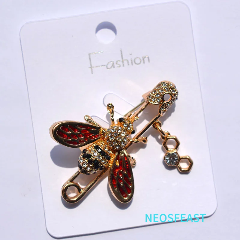 أناقة مجوهرات حجر الراين النحل دبابيس للنساء متعدد الألوان الثدي دبوس بالمينا الحشرات الصدار السيدات الهدايا معاطف الملابس #4