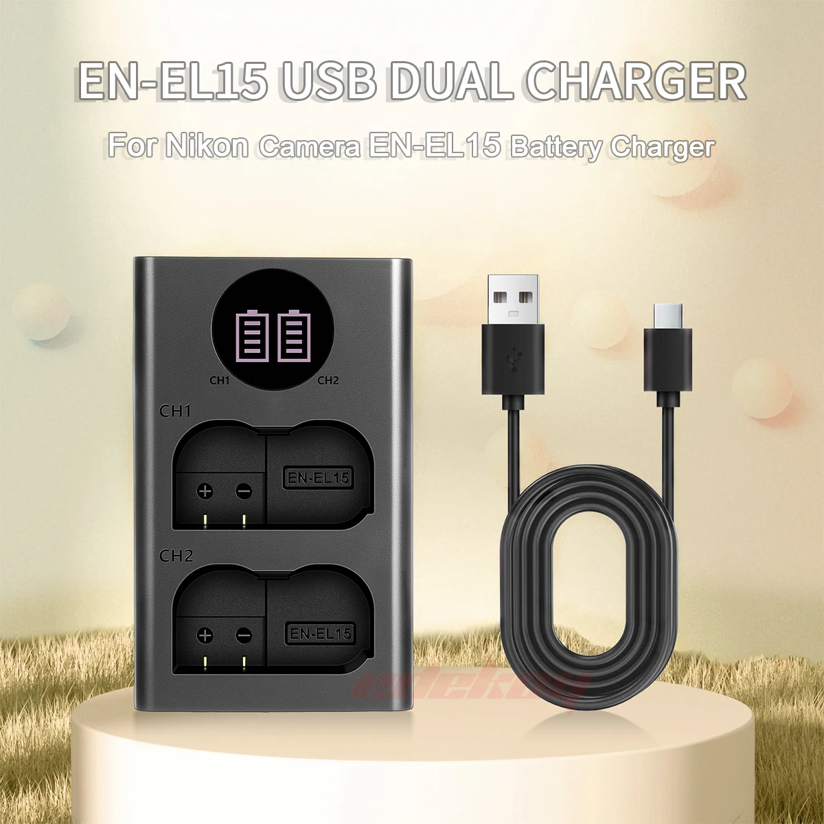 EN-EL15 EL15a EL15b EL15c LCD Dual Charger For Nikon Z6 Z7 D750 D850 D7000 D7100 D7200 D7500 D500 D600 D610 D780 D800 D800e