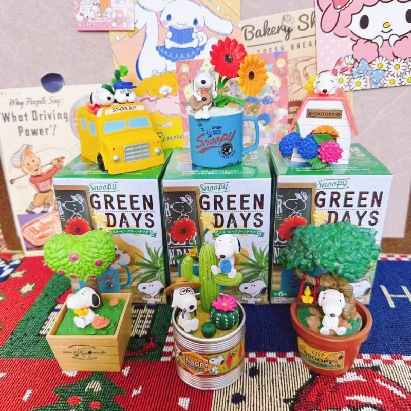 

Новый мультфильм анимация Снупи задняя садовая сцена для отдыха три поколения глухой коробки слепая коробка подарки настольное украшение игрушка