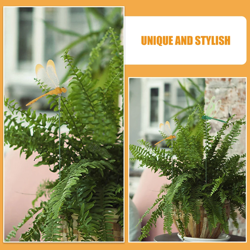 

24 Pcs Simulated Dragonfly Decoration PVC Garden Ornaments Stakes Easy Install Home Shop Decor Floral Picks Arrangements