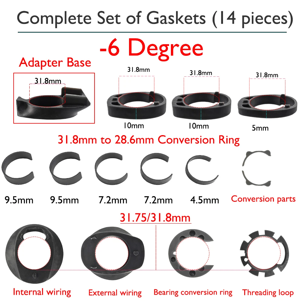 IX2/IX4 Stem Computer Mount Stand, Cycling Accessories, Fit for Road, MTB, Bicycle Stem, 6, 12, 17 Degree Gaskets